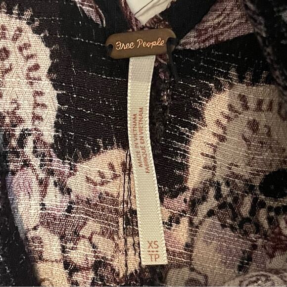 Free People Black Burgundy Boho Hippie Festival Cut Out Mini Dress NWOT Size S - Picture 8 of 12